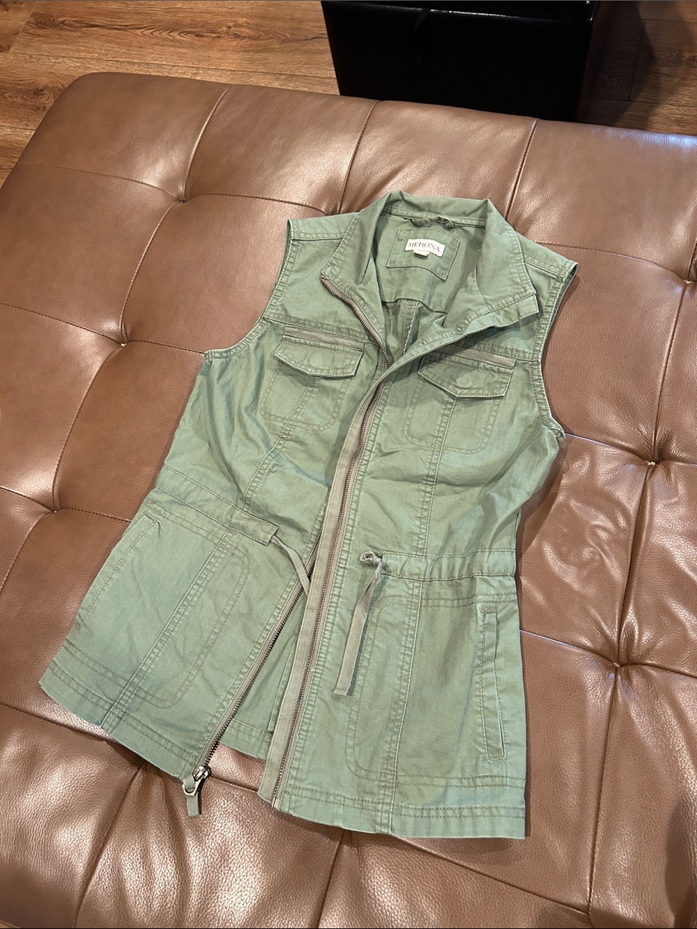 Merona Olive Green Utility Drawstring Vest